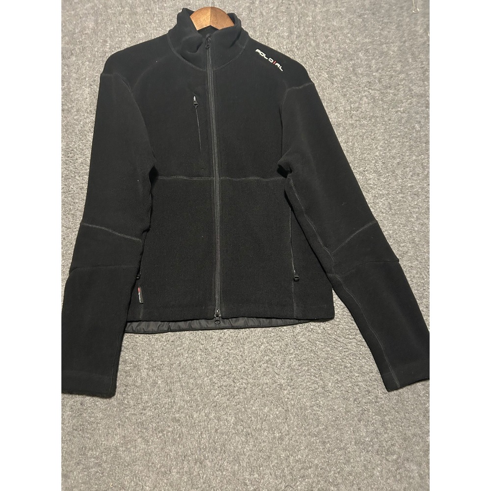 Polo by Ralph lauren fleece full zip pullover sweater mens black medium vintage